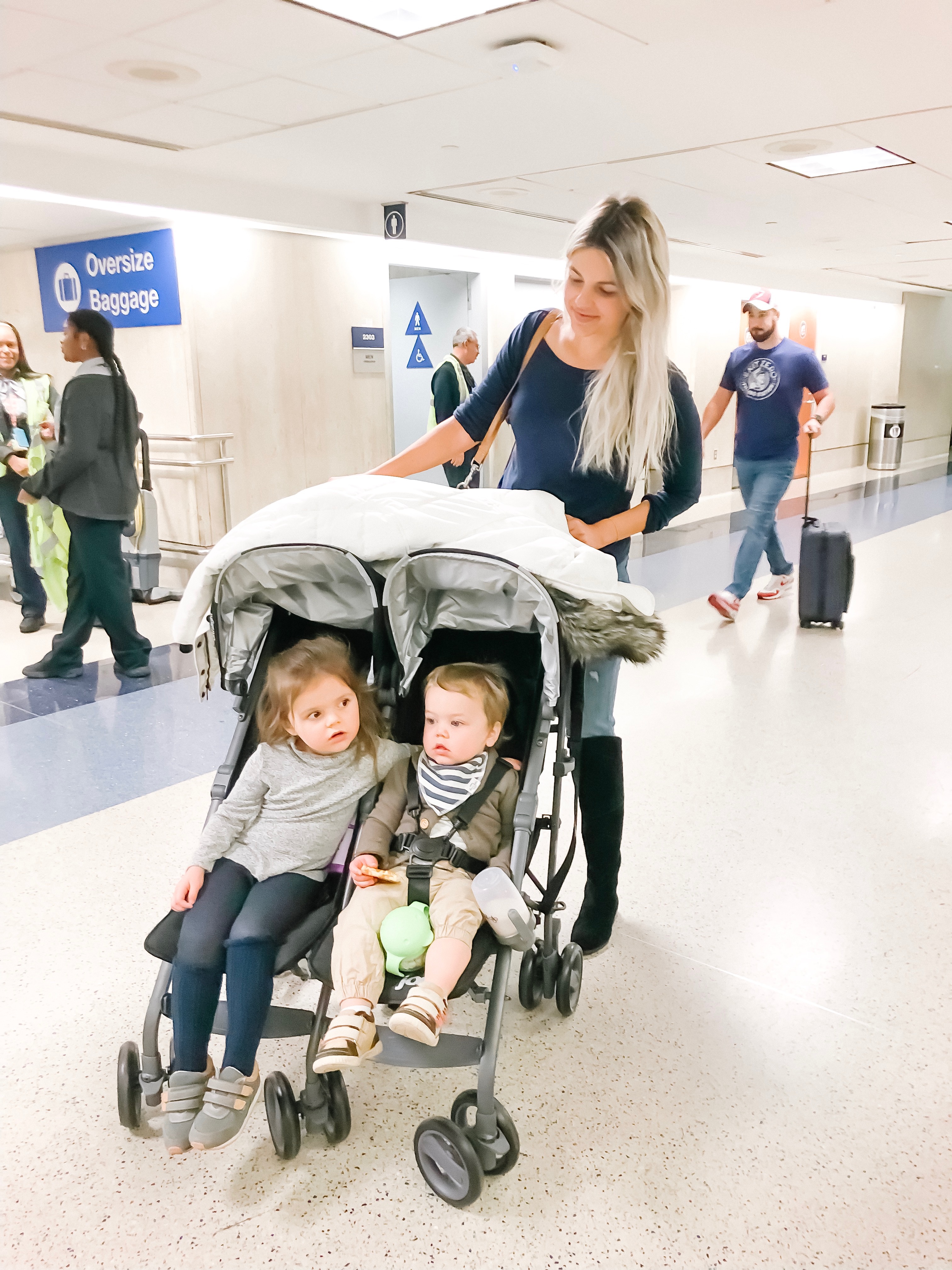 flying with double stroller