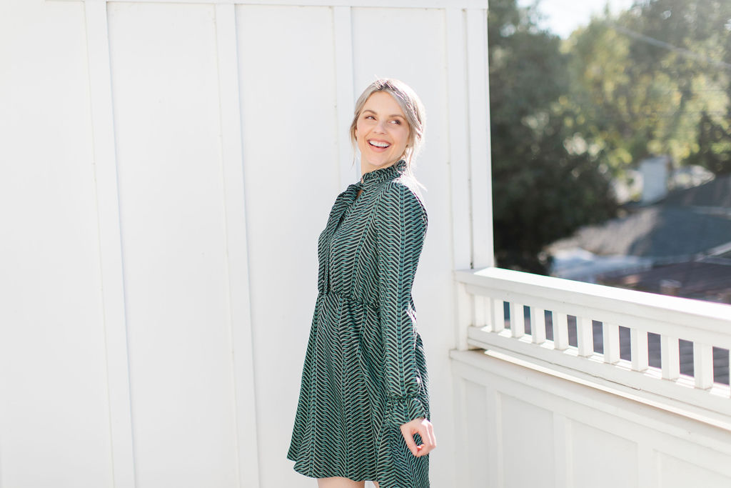 geometric green dress