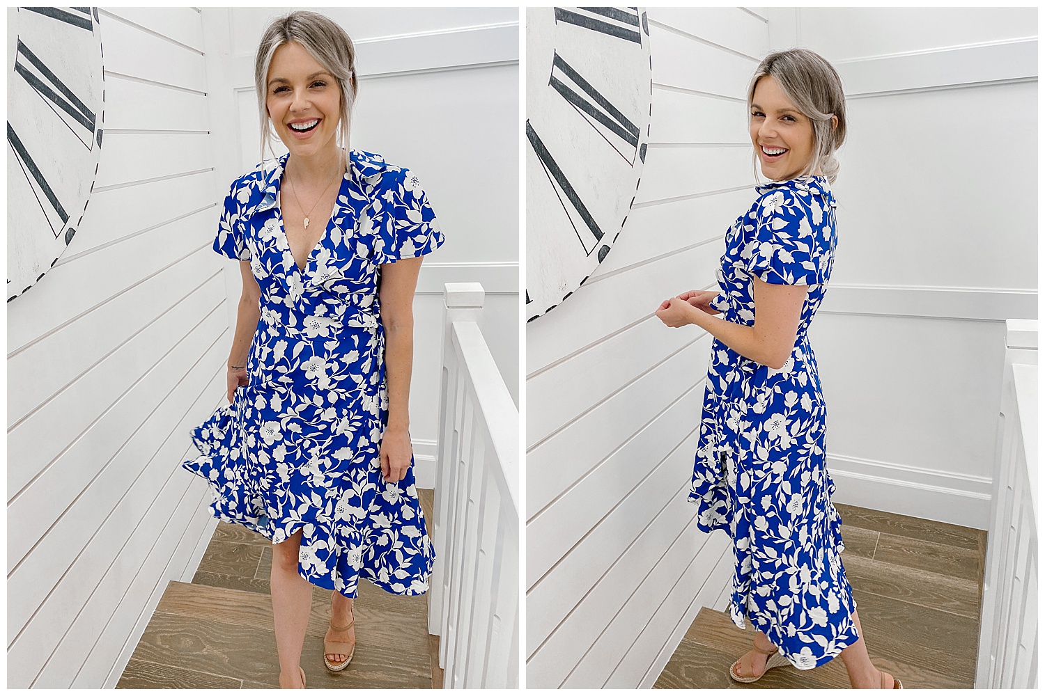 floral summer blue wrap dress