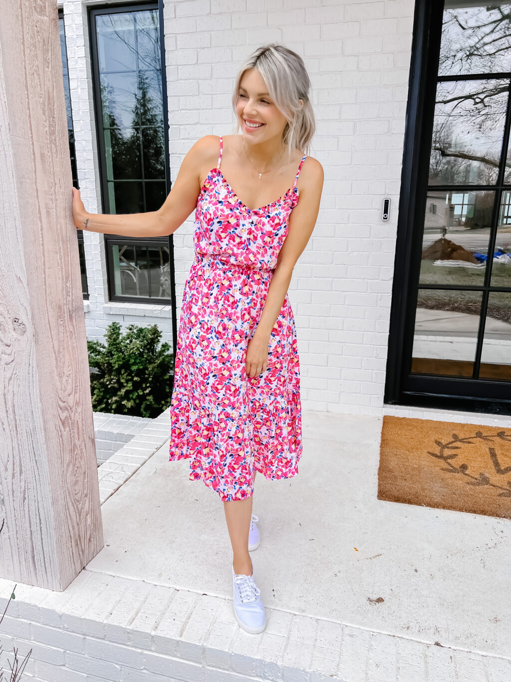 pink foral dress